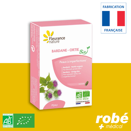 Bardane Ortie Bio - Peaux à imperfections - Boîte de 30 comprimés - Fleurance Nature