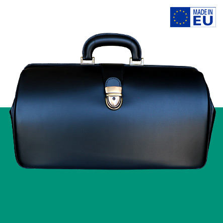 Offre Spéciale - Mallette médicale en cuir noir - Fond rigide - Dim. 42 x 20 x 23cm