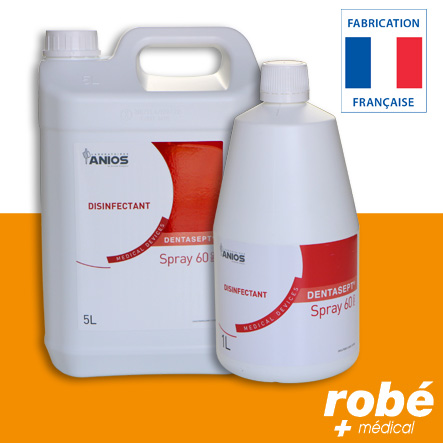 Spray désinfectant Dentasept Spray 60 Pro - Anios - Flacon de 1L ou Bidon de 5L