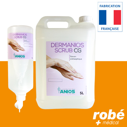 Savon antiseptique pour les mains - Dermanios Scrub CG Anios - Flacon de 1L ou Bidon de 5L