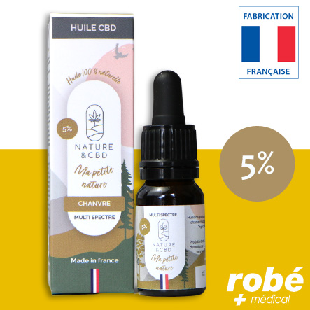 Huile de chanvre au Cbd 5% - Flacon pipette de 10ml - Nature & Cbd