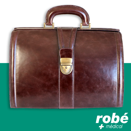 Offre Spéciale - Sac médical cuir pleine fleur - Fond rigide et fermeture - Dim. 37 x 17 x 21cm