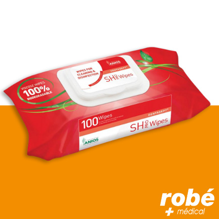 Lingettes nettoyantes et désinfectantes - Dentasept SH Pro Anios - Paquet de 100 lingettes