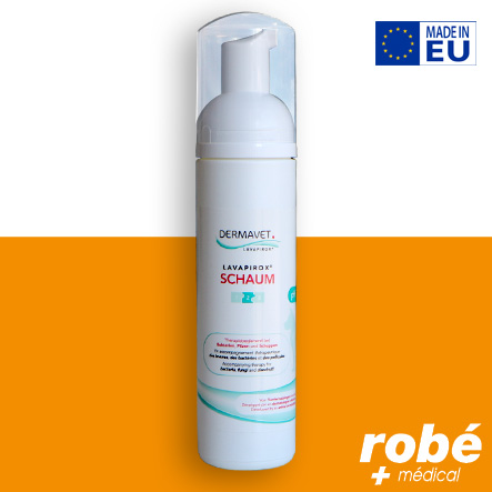 Mousse dermatologique pour canidés, félins et équidés - Dermavet Lavapirox® - Flacon de 200ml