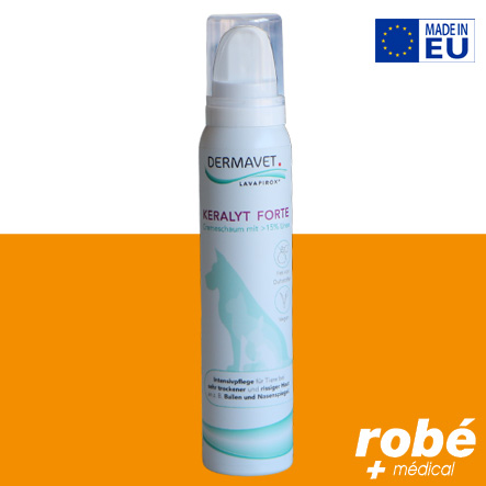Crème mousse hydratante Keralyt Forte Dermavet Lavapirox® avec 15% d'urée - Flacon de 125ml