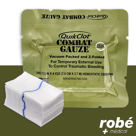 Pansement hémostatique Quikclot® Combat Gauze Z-Folded