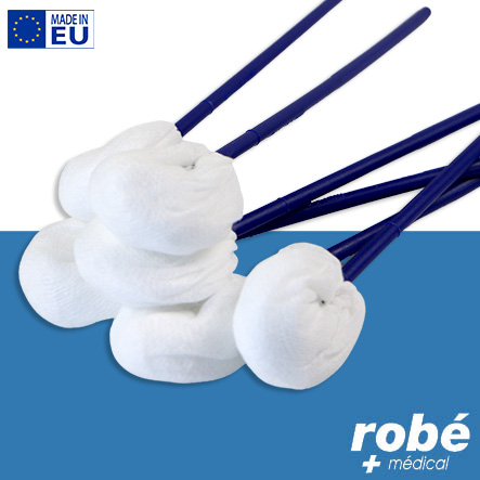 Tampons avec boule en gaze non-tissé sur bâtonnet - Non stérile - 22cm - Sachet de 25 - Bastos