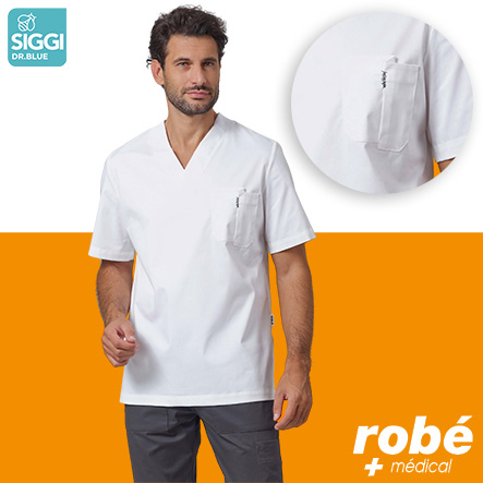 Tunique Liam pour homme - Coloris Blanc - Siggi Blue - Fabriqué en Italie