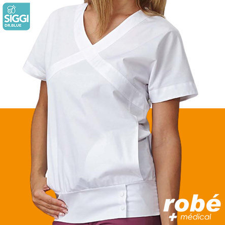 Tunique Queen pour femme - Ceinture à pression - Coloris Blanc - Siggi Blue - Fabriqué en Italie