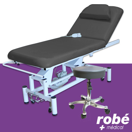 Offre Speciale - Divan électrique Egvar 2 parties à hauteur variable - Gris foncé + Tabouret assorti