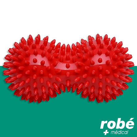 Balle double à picots sensoriels - Coloris rouge - 15cm