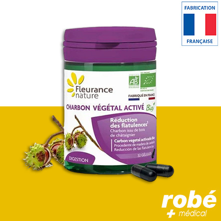 Charbon végétal activé - 100% naturel - Boite de 32 gélules - Fleurance Nature