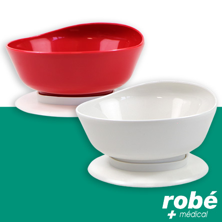 Bol antidérapant avec ventouse - Diamètre 15 cm - Blanc ou rouge