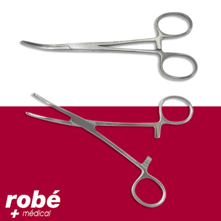 Pince Rochester-Pèan Kocher courbe sans griffes - Pour réaliser des hémostases.