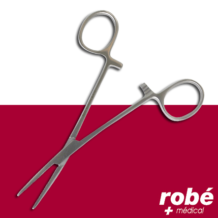 Pince de Kelly droite pour tenir les compresses, coton et ouate - Inox