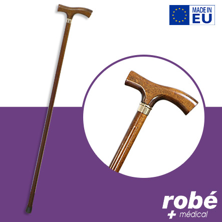 Canne médicale fabriquée en bois de hêtre - avec bague en métal