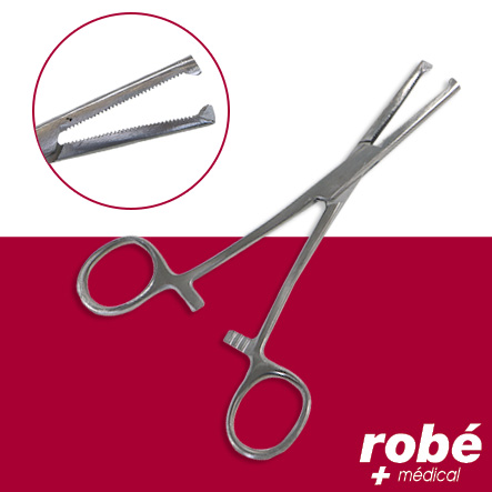 Pince de Kocher stérile droite avec griffes en métal - 14 cm - Usage unique