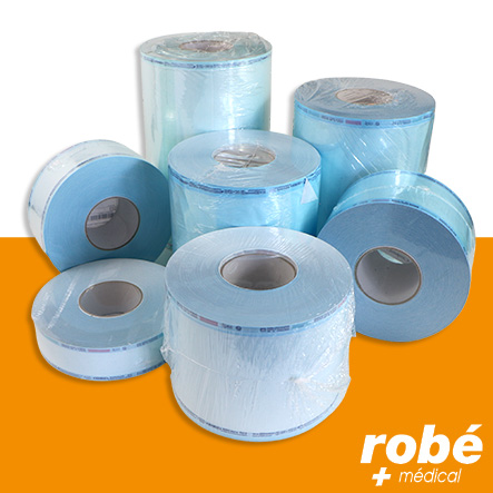 Gaine plate bleue en rouleau - Stérilisation autoclave - Dispopack