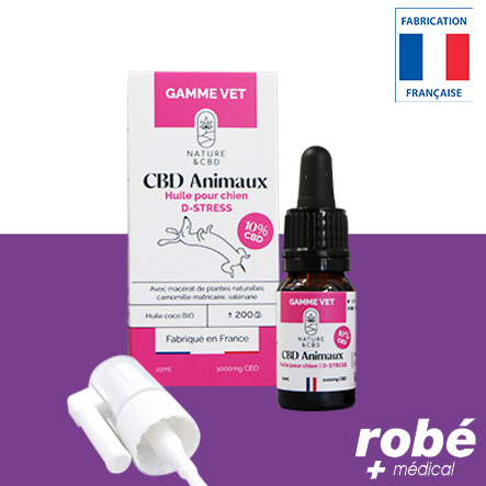 Huile Cbd vétérinaire 10% pour le stress et l'anxiété des chiens - Sans Thc