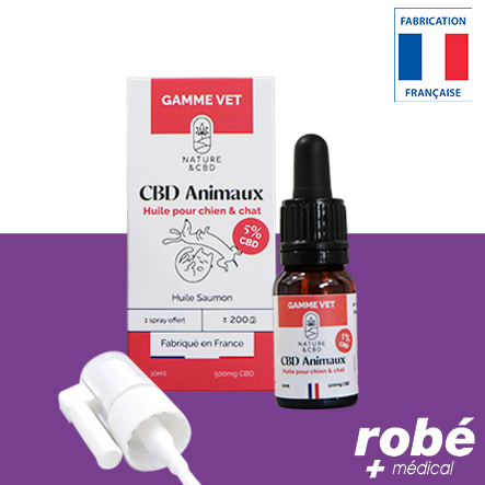 Huile vétérinaire Cbd 5% avec saumon, bien-être et beauté du pelage pour chat et chien - Sans Thc