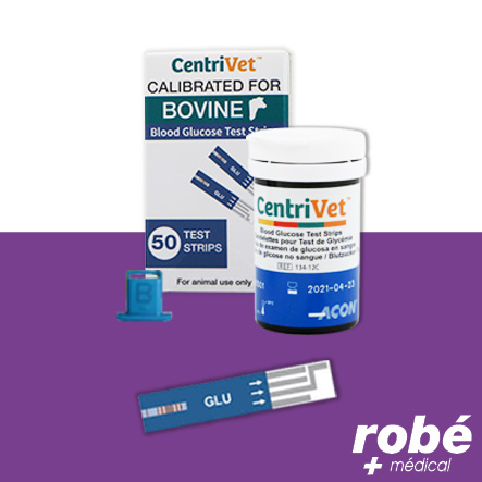 Bandelettes de test glycémie pour glucomètre pour bovin - Centrivet