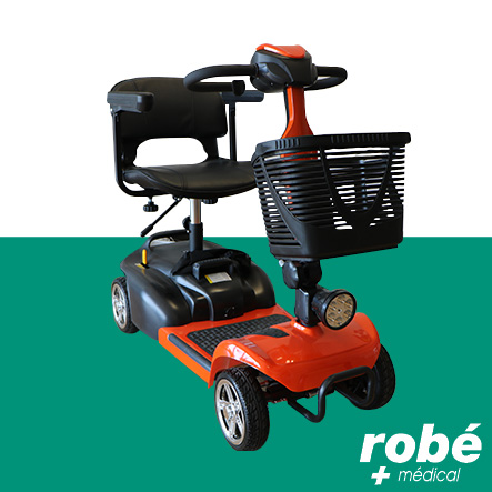 Scooter électrique pour personnes à mobilité réduite et séniors - Autonomie 18km - Orange - Robemed