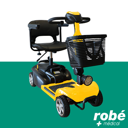 Scooter électrique pour personnes à mobilité réduite et séniors - Autonomie 18km - Jaune - Robemed