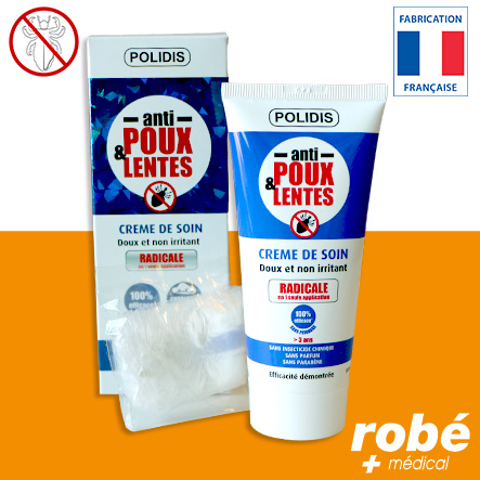 Crème de soin antipoux et lentes peau sensible - Effet radical - Tube de 100ml - Laboratoire Polidis