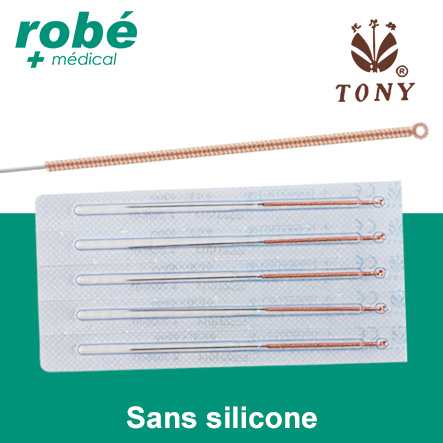Aiguilles d'acupuncture Tony sans guide, avec manche en cuivre et non siliconées