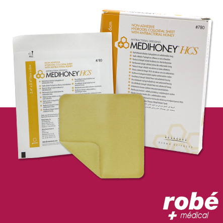 Pansement hydrogel antibactérien, non adhésif, au miel de Manuka - 11x11cm - Medihoney - Boite de 10