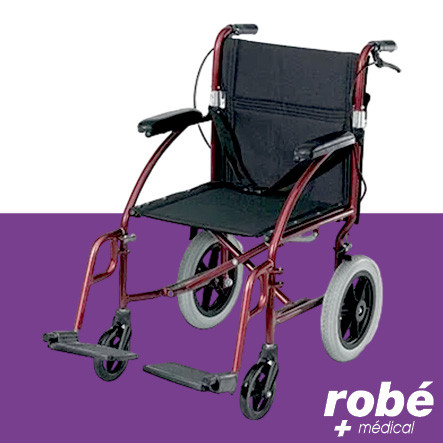 Fauteuil roulant de transfert Klem - Pliable - Assise 43cm - Rouge