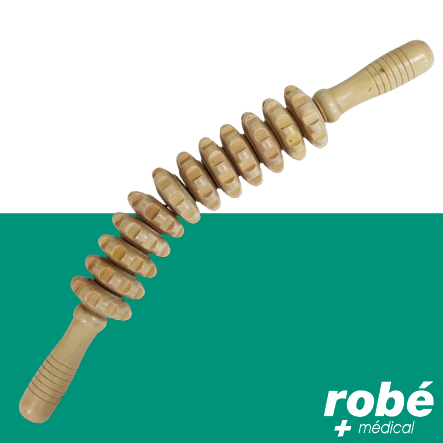 Rouleau de massage incurvé en bois - 12 roues