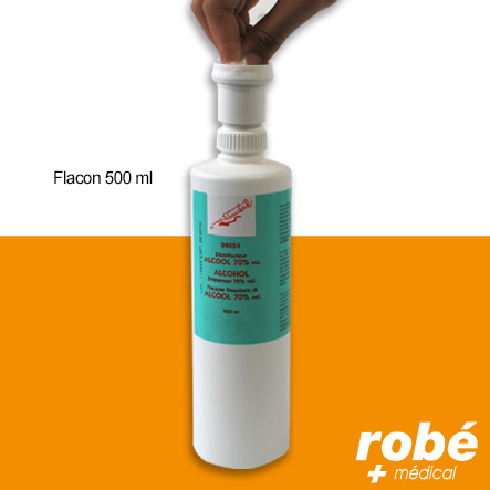 Distributeur d'alcool 70% avec recharge - Flacon de 500ml