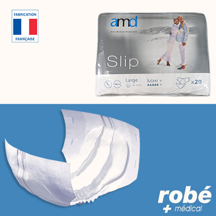 Changes complets pour adulte Maxi+ - Taille L (100 cm - 160 cm) - Paquet de 20 changes - Amd