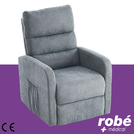Fauteuil releveur mono-moteur en velours - Gris - Egvar