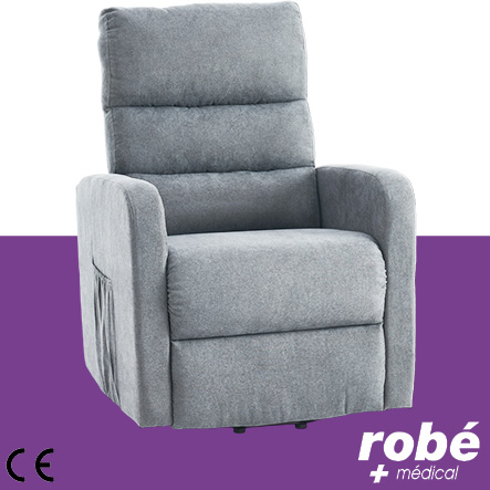 Fauteuil releveur bi-moteurs en velours - Gris - Egvar