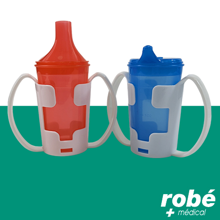 Verre ergonomique avec kit couvercles liquides et semi-liquides avec poignées - 250ml
