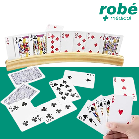 Porte-cartes à jouer incurvé en bois - Support mains libres et stabilité