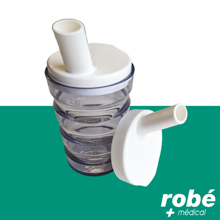 Verre rainuré ergonomique avec kit couvercles liquides et semi-liquides - 200ml - Sundo