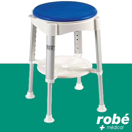 Tabouret de douche avec siège pivotant rembourré - Confort et praticité - Rotation à 360°
