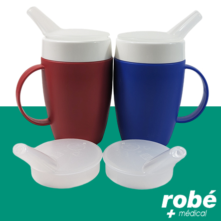 Tasse avec cône interne et kit couvercles à bec liquides et semi-liquides avec poignée - 160ml