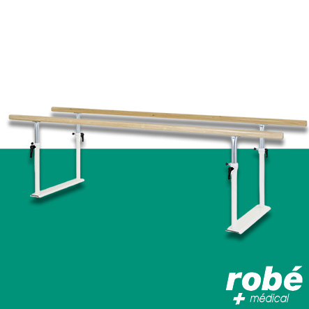 Barres parallèles kiné pliables, sans plancher, 3M, avec mains courantes bois - Fisiotech