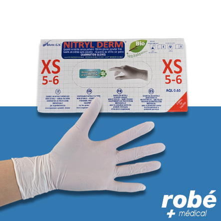 Gants biodégradables en Nitrile, non stériles et non poudrés - NATUREX 626 derm bio - Boîte de 100
