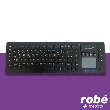 Clavier sans fil avec pavé tactile - lavable et étanche - En silicone - Robemed