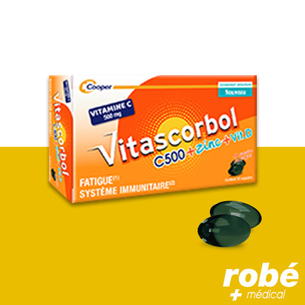 Vitamine C Vitascorbol C500 - Boîte de 30 gélules - Cooper