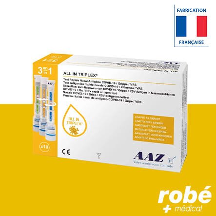 Test nasal antigènes 3 en 1 - Covid-19 / Grippe / VRS - Boîte de 10 tests - All In Triplex - AAZ