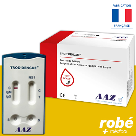 Test COMBO Antigène NS1 et Anticorps IgG/IgM de la Dengue - Boîte de 20 tests - TROD'DENGUE- AAZ