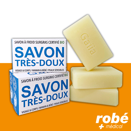 Savon Très Doux BIO à froid, surgras - Peaux sensibles - 100g - Gaiia