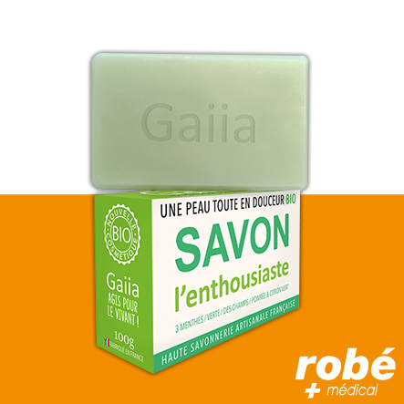 Savon L'Enthousiaste BIO à froid, surgras - Menthe Citron - 100g - Gaiia