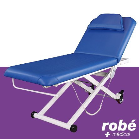 Divan électrique en 2 parties - Hauteur ajustable - Dossier inclinable - Coloris Bleu Foncé